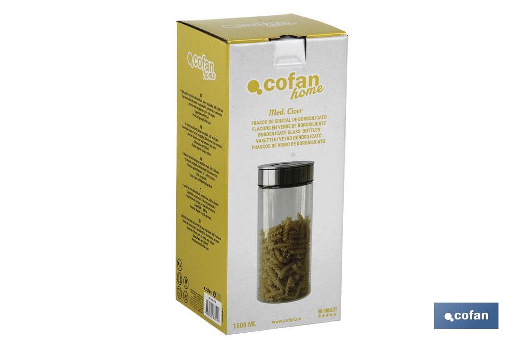 Borosilicate glass bottle | Capacity from 550ml to 1,900ml | Suitable for food contact | Suitable for food storage - Cofan