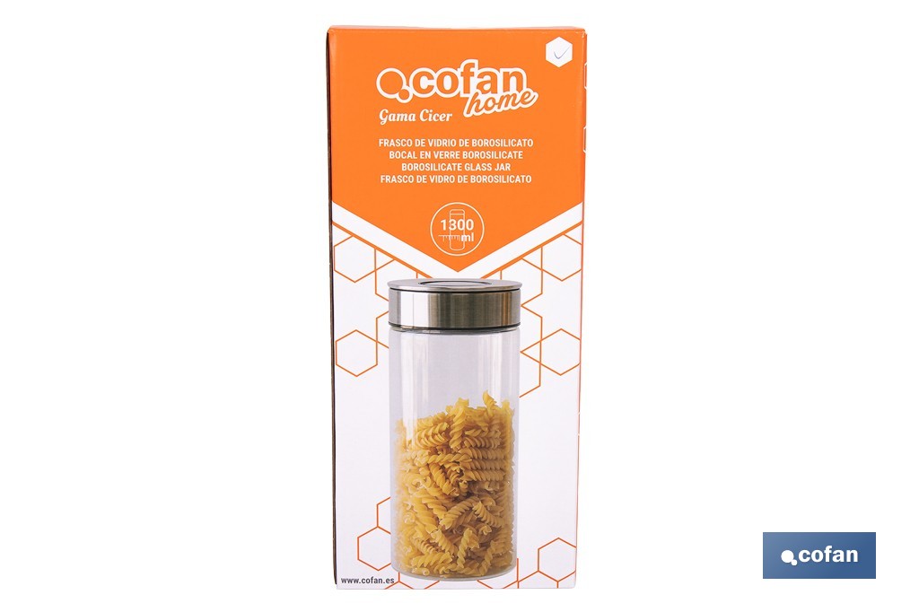 Frasco de vidro borosilicato | Modelo Cicer | Adequado para uso alimentar - Cofan
