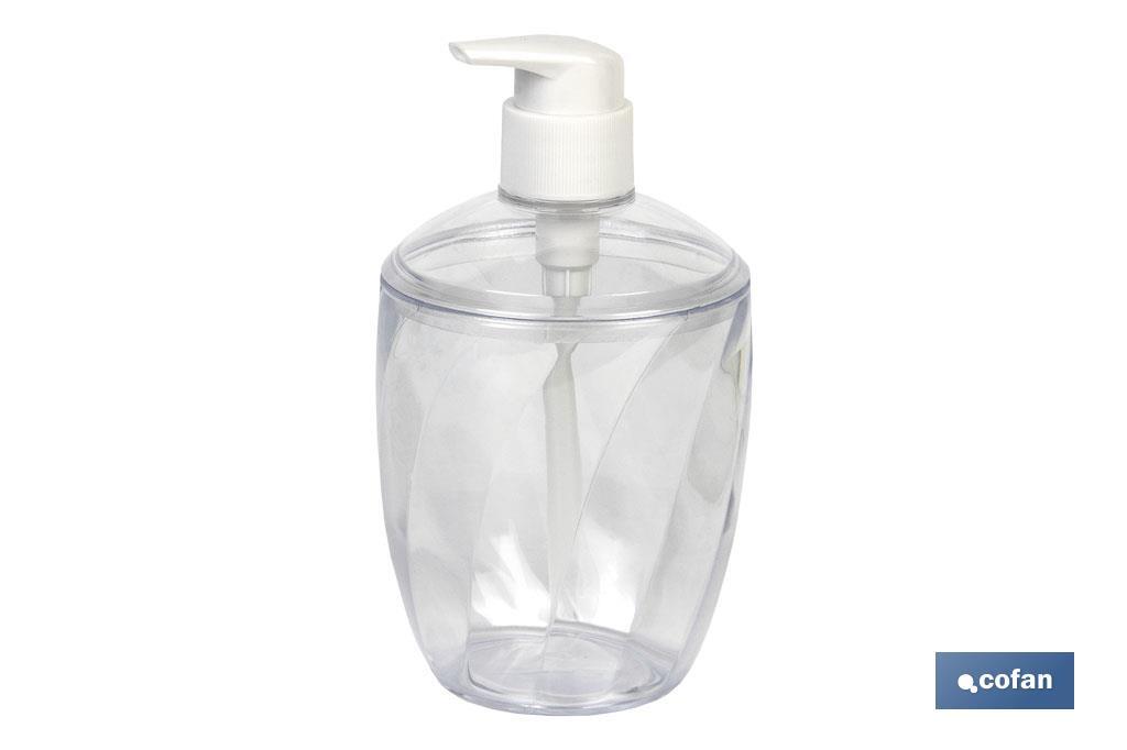 Dosificador de Jabón Transparente, Dispensador de jabón líquido, Capacidad: 0,43 L, Fabricado en polipropileno