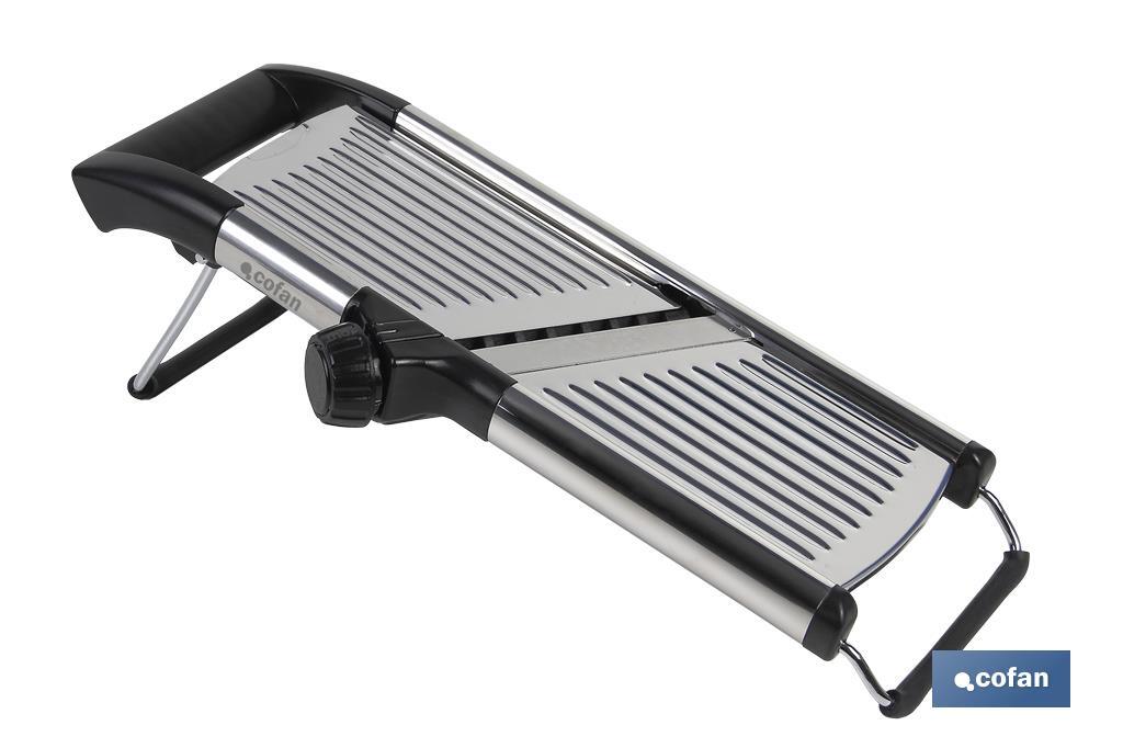 Stainless steel mandoline slicer | Size: 41.8 x 16.5 x 6.5cm | Cuts up to 6mm thick - Cofan