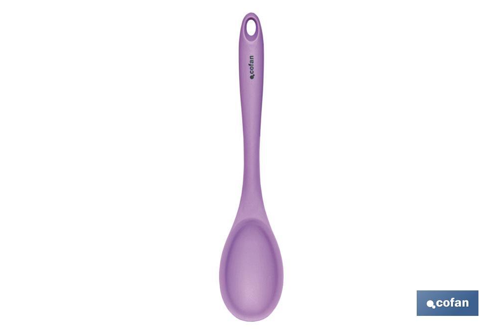 Kitchen spoon, Vergini Model | Silicone-coated nylon | Size: 27 x 5.7cm | Resistance up to 220°C - Cofan