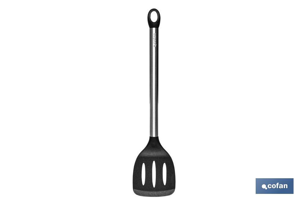 Slotted spatula | Neige Model | Silicone with stainless steel handle | Size: 35cm | Resistance up to 220°C - Cofan