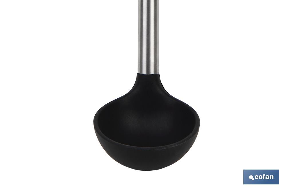 Cuchara Sopera Modelo Neige | Fabricada en Silicona con Mango Inox | Medida 32 cm | Resistente hasta 220ºC - Cofan