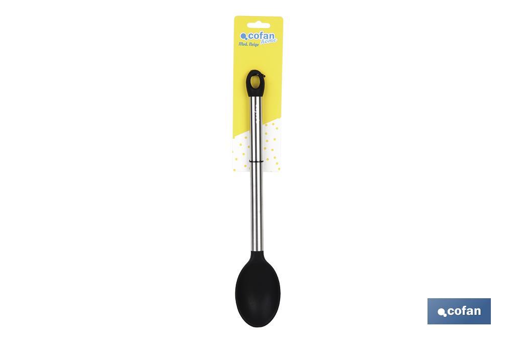 Kitchen spoon, Neige Model | Silicone with stainless steel handle | Size: 34cm | Resistance up to 220°C - Cofan