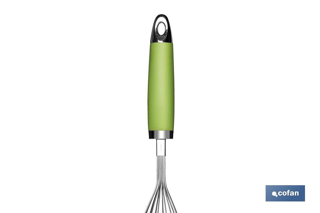 Batidor manual de Varillas Modelo Sena | Acero Inox. con mango ABS | Color Verde | Medida: 28,5 cm - Cofan