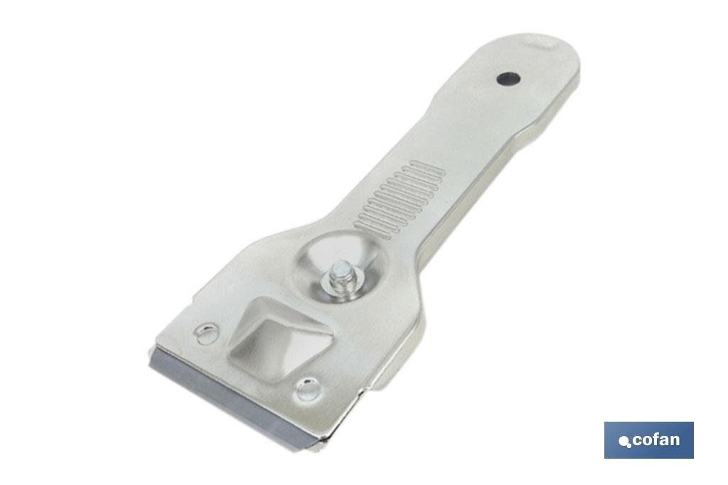 Rasqueta de Vitrocerámica Modelo Sena | Incluye 5 cuchillas | Acero Inox y Niquel | Medidas 13,5 x 4,5 cm - Cofan