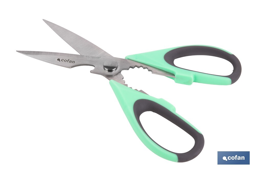 Multipurpose Scissors | Stainless Steel | Sena Model | Light green and purple | 22cm in length - Cofan