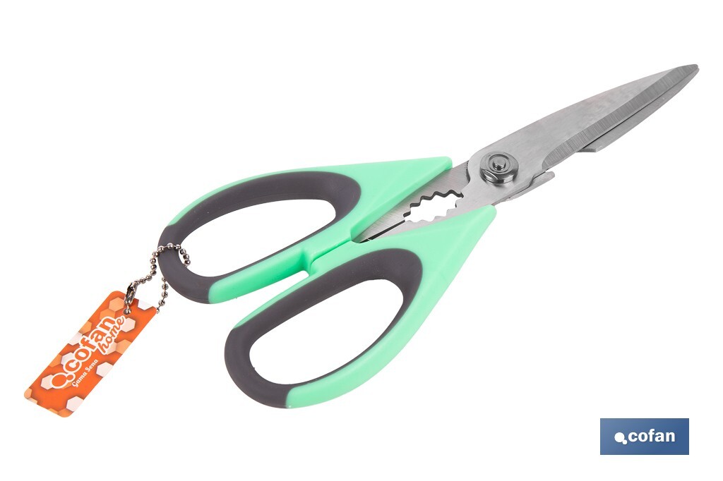 Multipurpose Scissors | Stainless Steel | Sena Model | Light green and purple | 22cm in length - Cofan