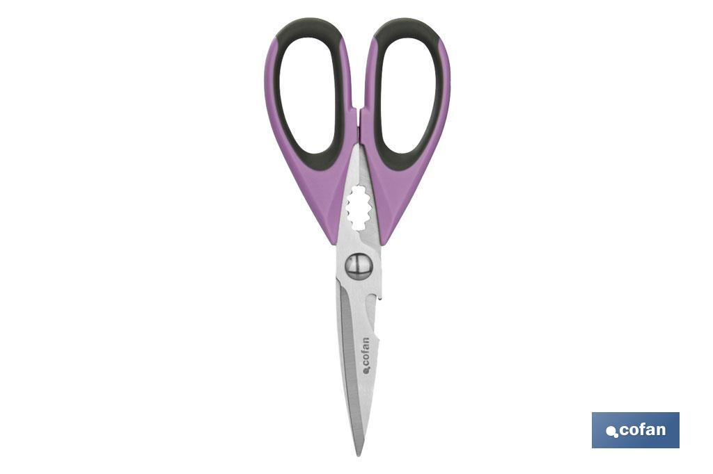 Multipurpose Scissors | Stainless Steel | Sena Model | Light green and purple | 22cm in length - Cofan