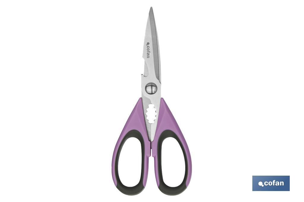 Multipurpose Scissors | Stainless Steel | Sena Model | Light green and purple | 22cm in length - Cofan