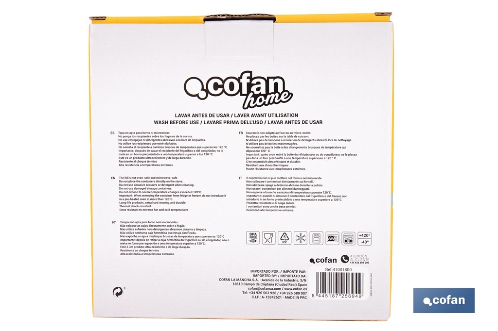 Set of 2 square food containers, Agatha Model - Cofan