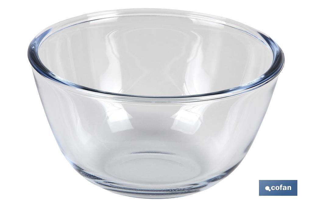 Set de 2 Saladeiras Redondas de vidro Borosilicato Modelo Baritina I Capacidade: 800 ml - 2700 ml | Medidas 15 x 8 cm - Cofan