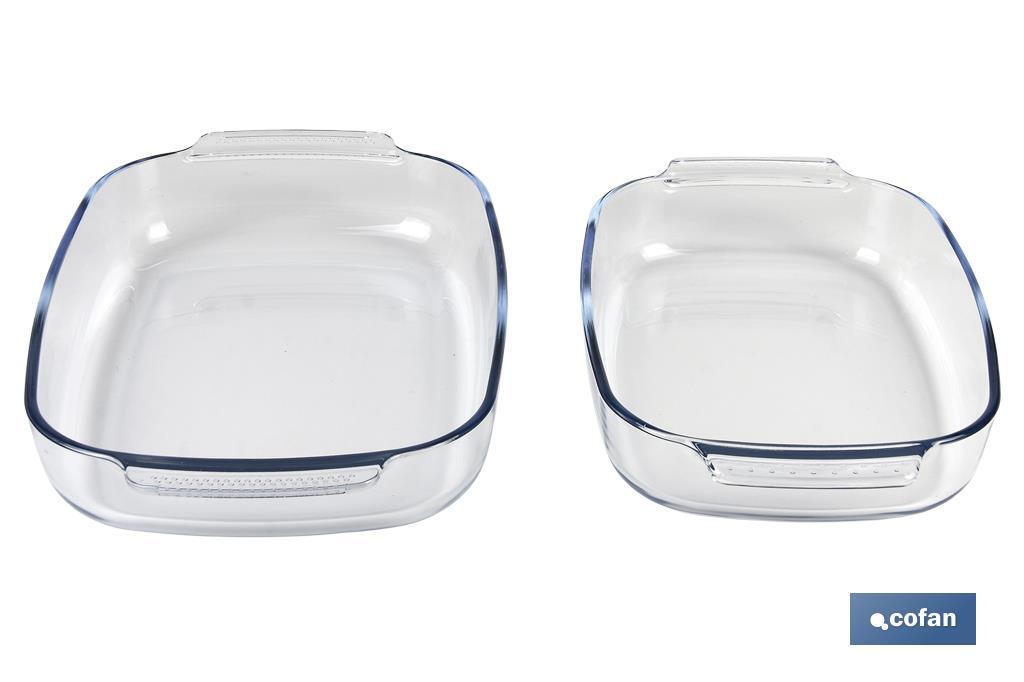 Set de 2 fuentes ovaladas Modelo Baritina | Fabricadas en vidrio borosilicato | Capacidad 2700 ml - 3800 ml - Cofan