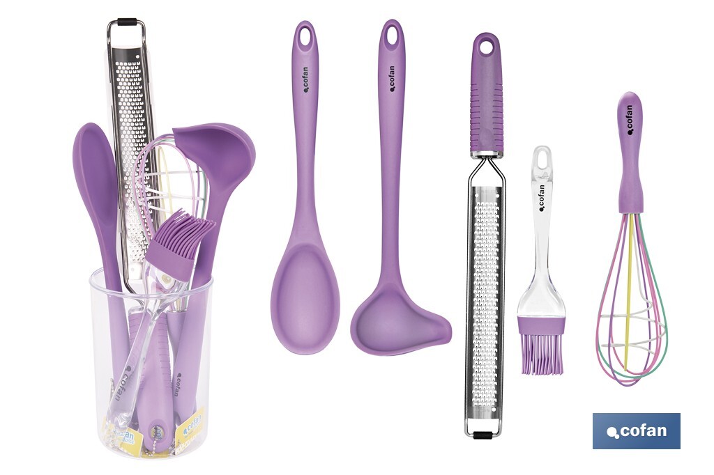 Set de 6 utensilios morados de la gama Vergini - Cofan