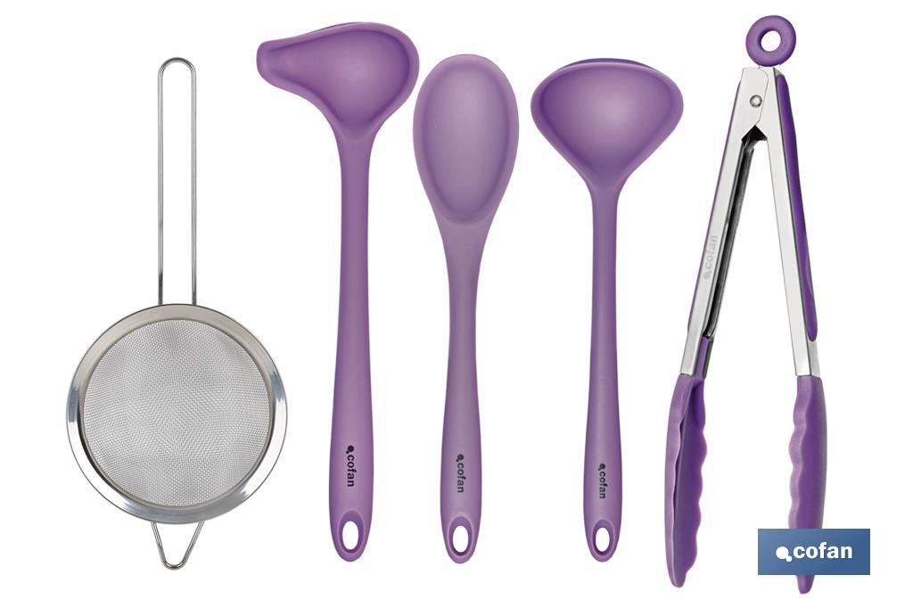 Set of 6 purple kitchen utensils, Vergini-range model  - Cofan