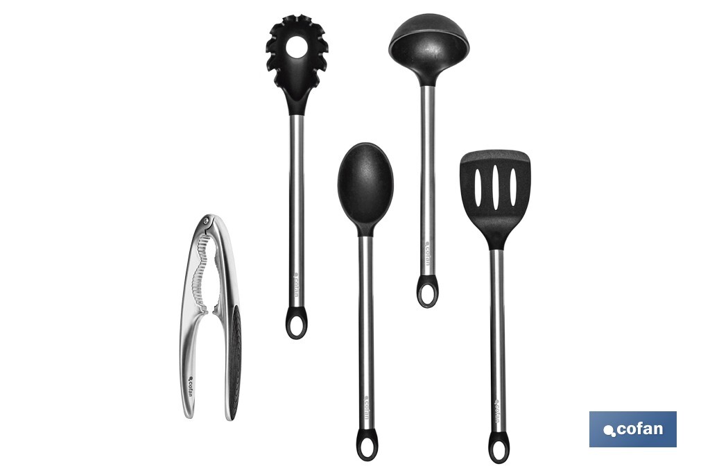 Conjunto de 6 utensílios de cozinha pretos da gama Neige - Cofan