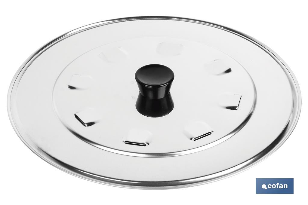 Stainless steel lid with steam vents and ABS knob - Cofan