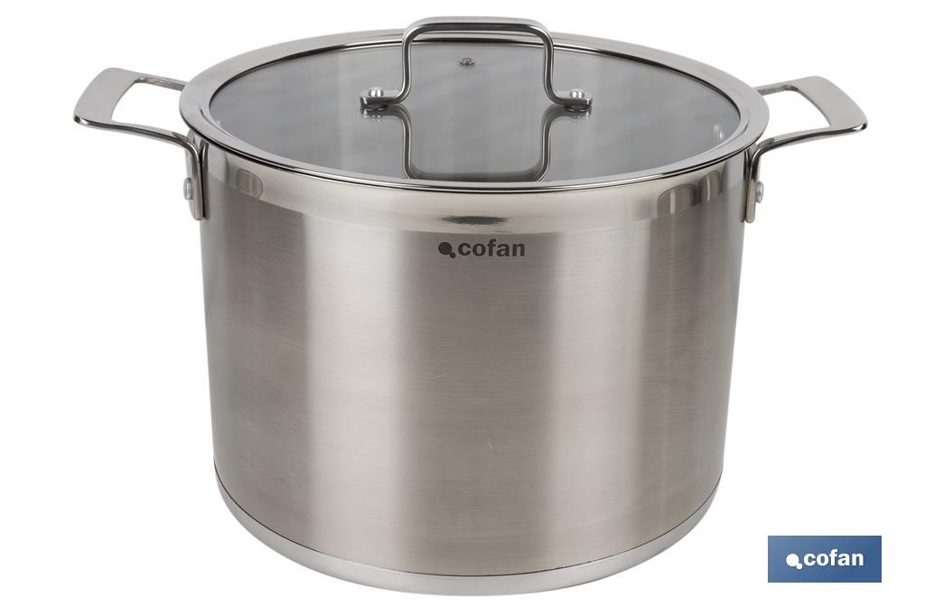 Stainless-steel pots | Available in different capacities | Lid included | Cadenza Model - Cofan