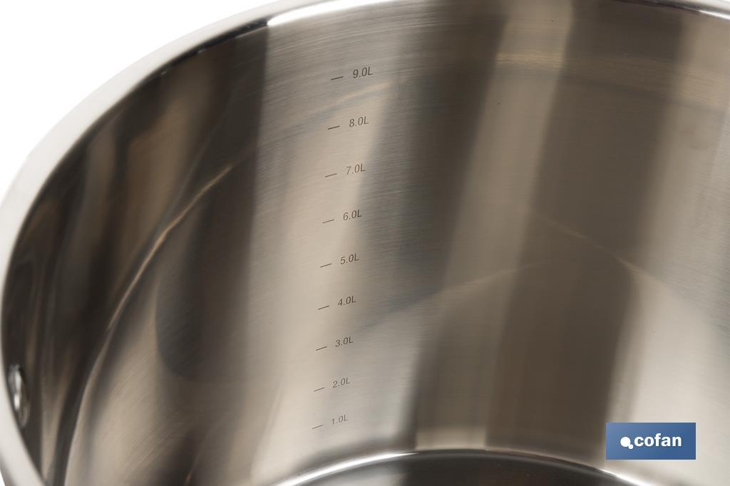 Stainless-steel pots | Available in different capacities | Lid included | Cadenza Model - Cofan