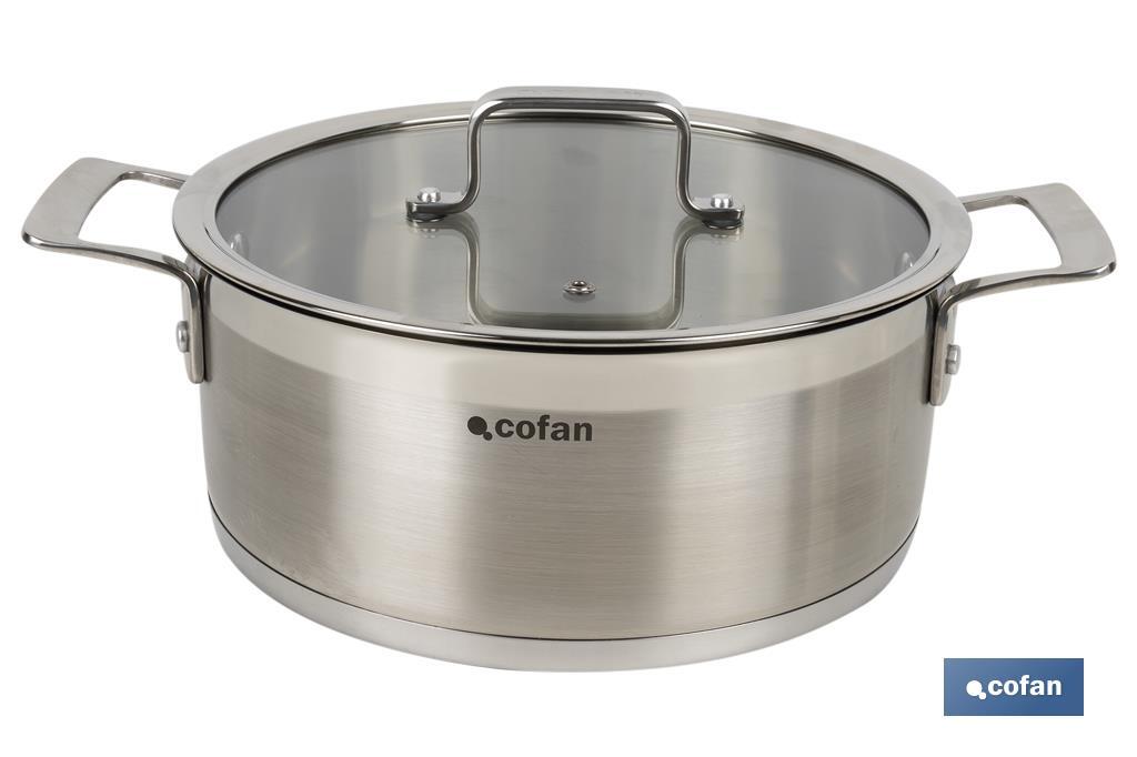 Stainless-steel pots | Available in different capacities | Lid included | Cadenza Model - Cofan