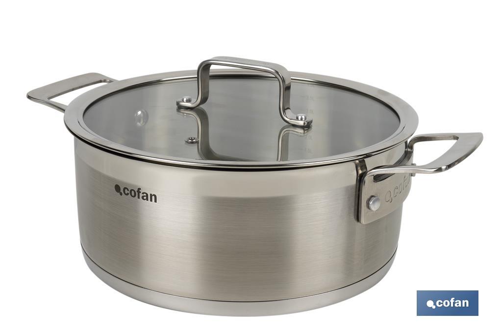 Stainless-steel pots | Available in different capacities | Lid included | Cadenza Model - Cofan