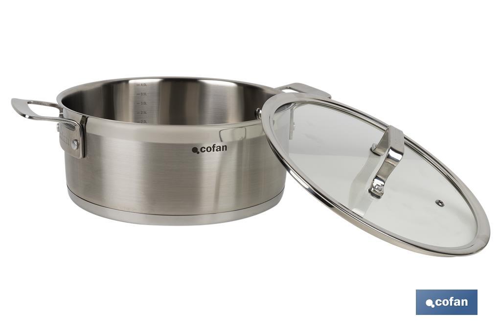 Stainless-steel pots | Available in different capacities | Lid included | Cadenza Model - Cofan