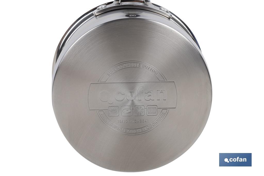 Stainless-steel pots | Available in different capacities | Lid included | Cadenza Model - Cofan