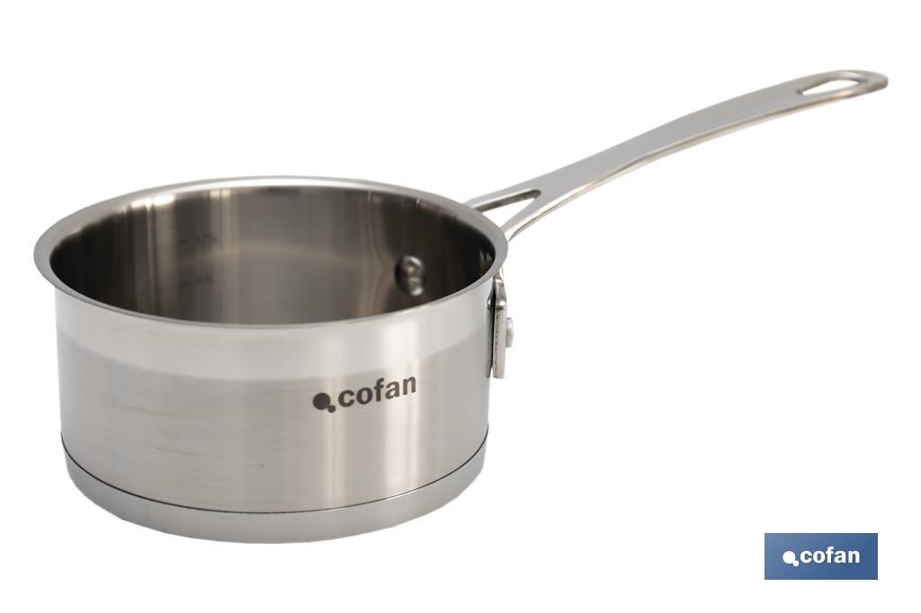 Stainless-steel saucepan | Capacity: 1 litre | Lid not included | Cadenza Model - Cofan