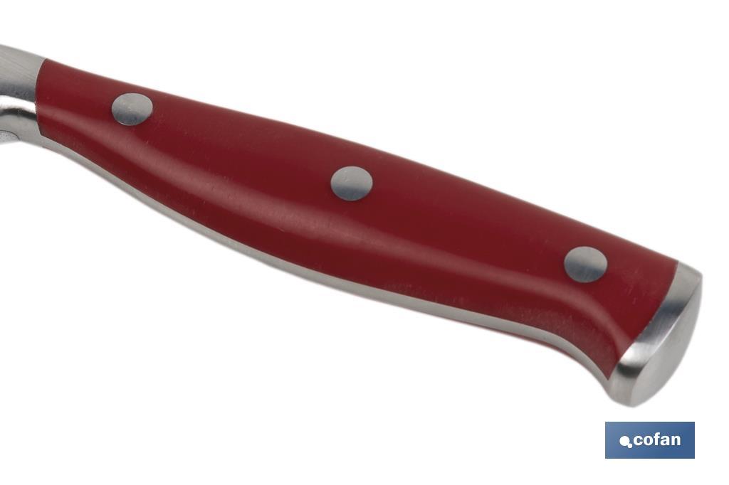 Coltello spelucchino da cucina con forgiatura francese | Rosso | Dimensioni della lama: 9 cm - Cofan