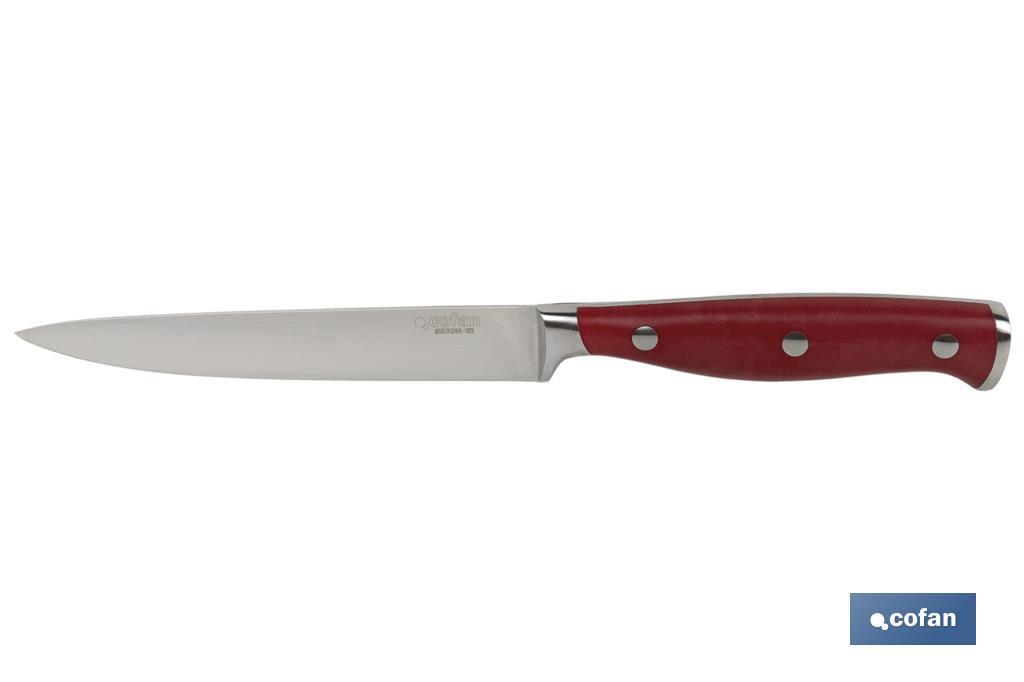 Cuchillo de Verduras con forjado francés | En Color Rojo | Medida de la hoja de 13 cm - Cofan
