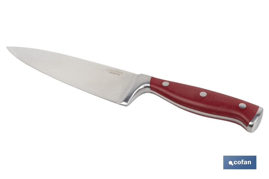 Cuchillo de Cocina con Forjado Francés | En Color Rojo | Diferentes Medidas - Cofan