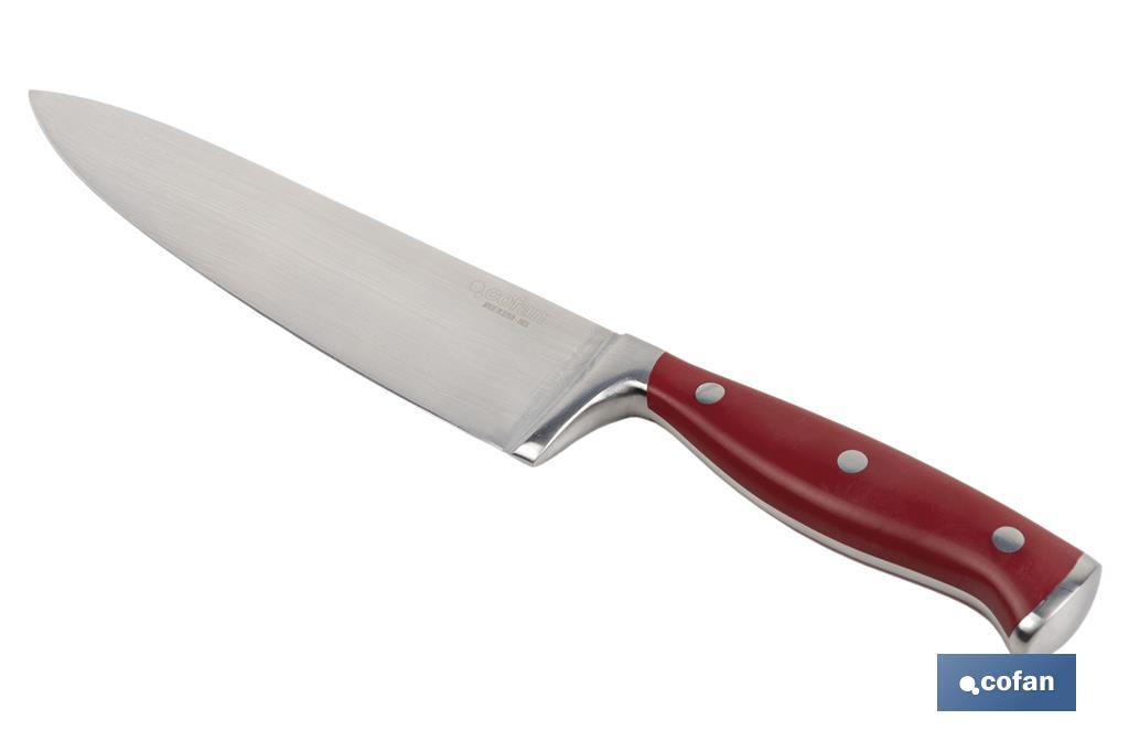 Cuchillo de Cocina con Forjado Francés | En Color Rojo | Diferentes Medidas - Cofan