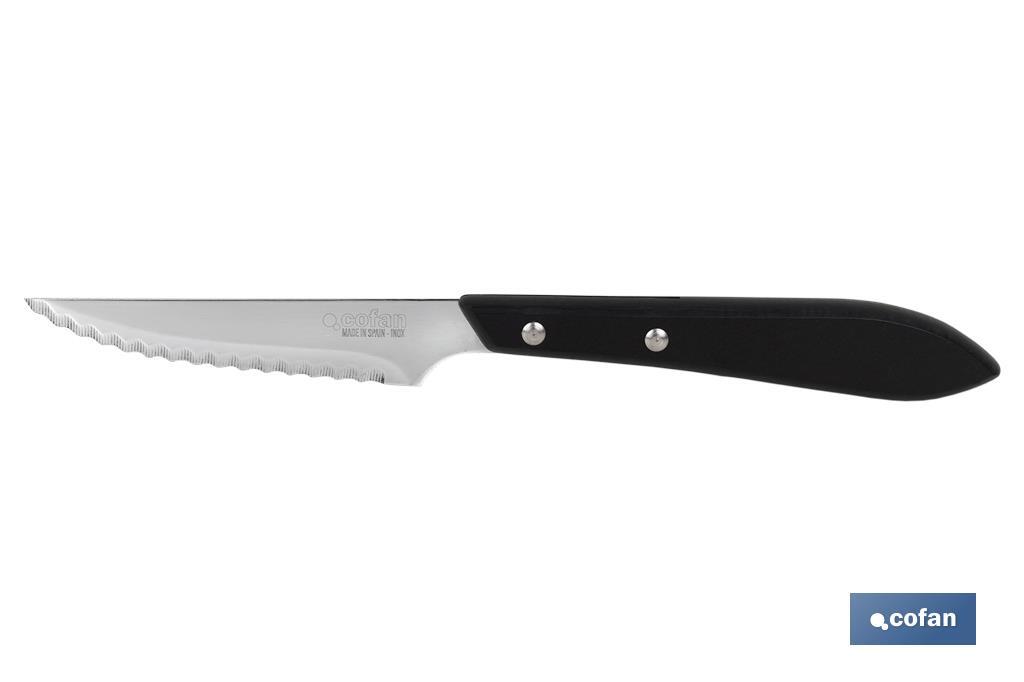 Pack of 3 knives | Micro-serrated blade of 10cm | Available in black - Cofan