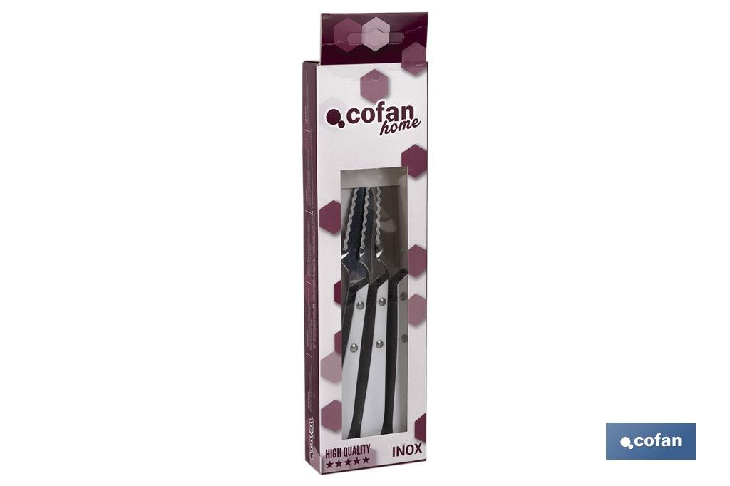 Cofan Pack de 3 Facas | Folha microdentada de 10 cm | Em 2 Cores - Cofan