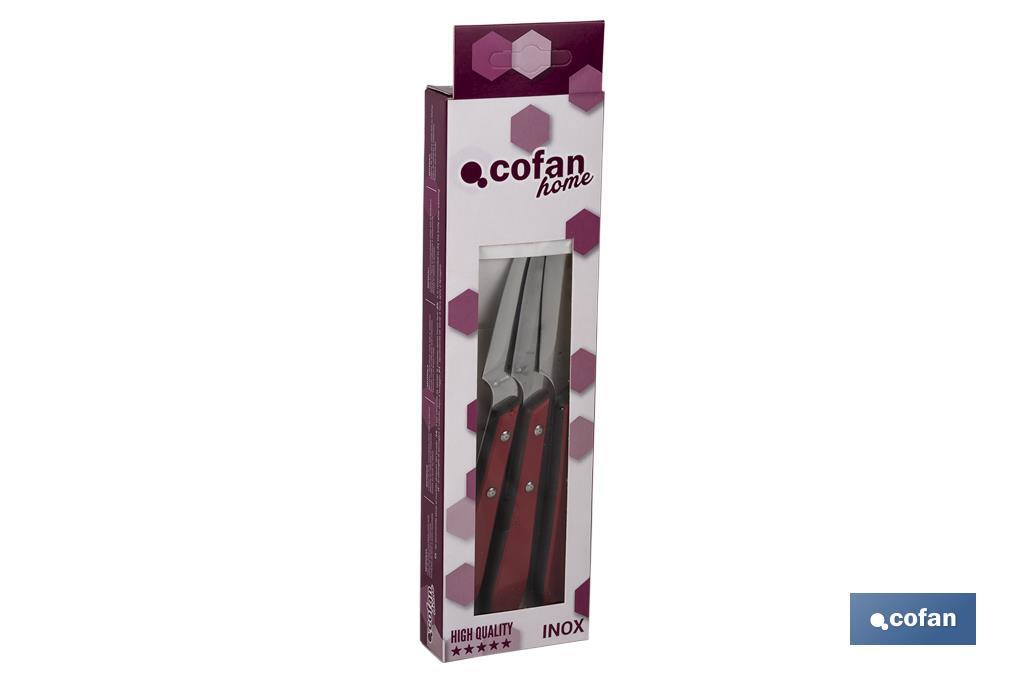 Pack of 3 knives | Blade of 10cm | Available in 2 colours - Cofan