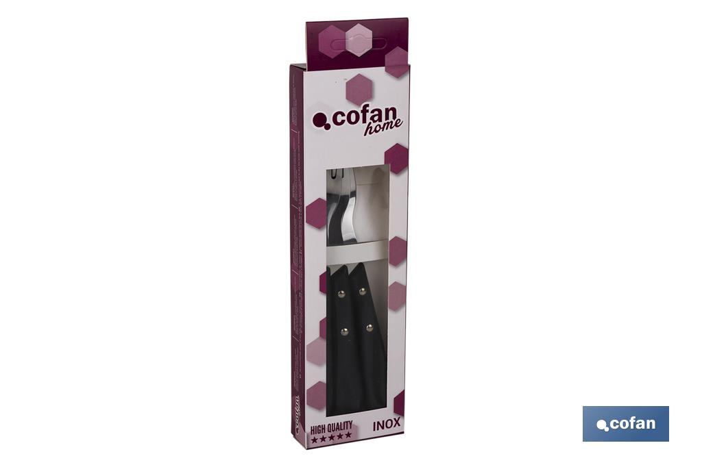 Pack de 3 garfos de carne ou de mesa | Com 4 dentes | Em negro - Cofan