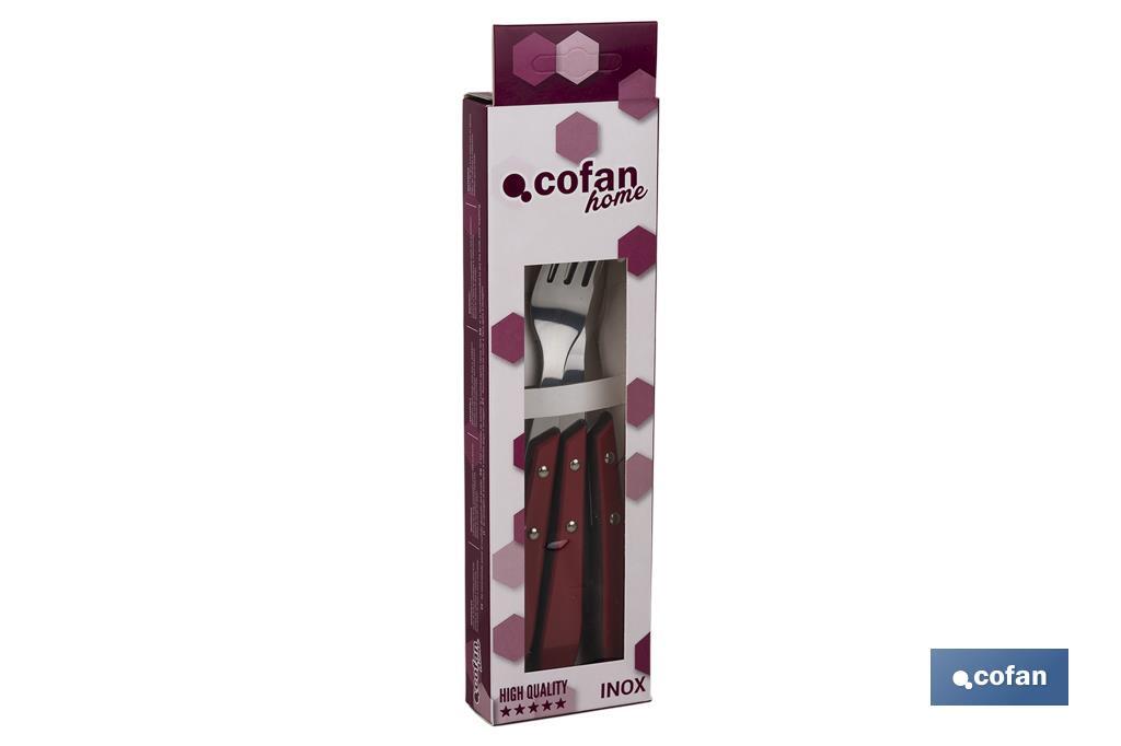 Pack of 3 table or steak forks | Forks with 4 tines | Available in 2 colours - Cofan