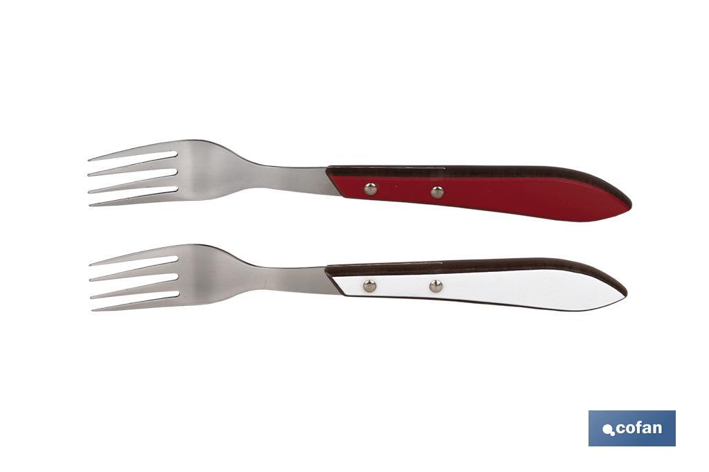 Pack of 3 table or steak forks | Forks with 4 tines | Available in 2 colours - Cofan