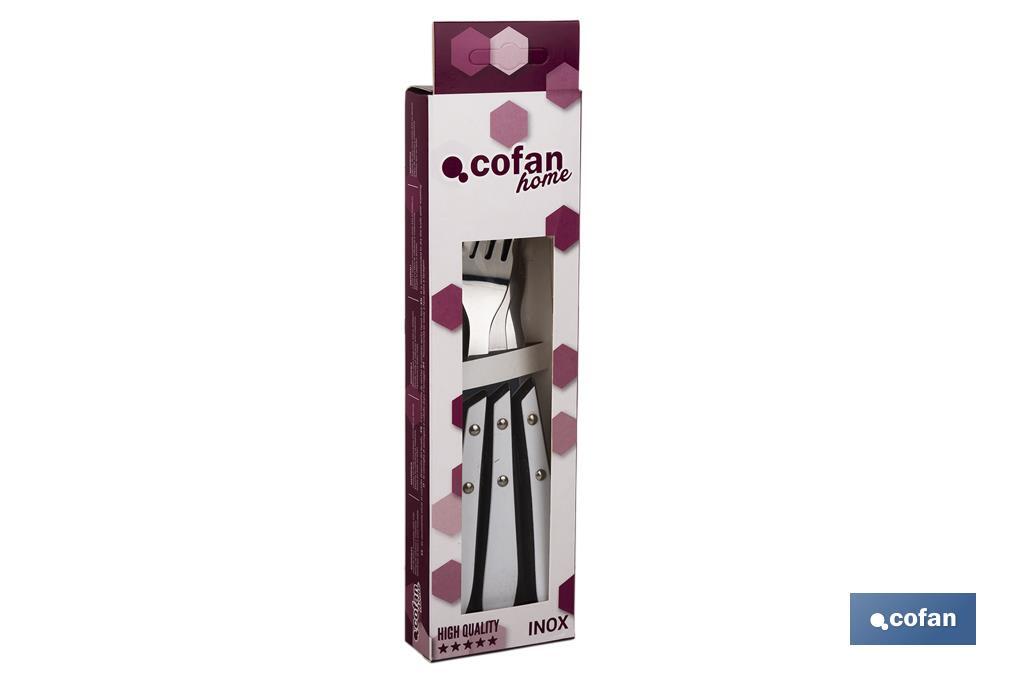 Pack of 3 table or steak forks | Forks with 4 tines | Available in 2 colours - Cofan