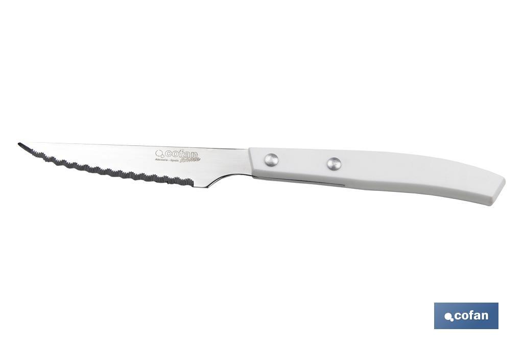 Pack of 6 steak knives | Vittorio Model | White | Stainless-steel blade | Blade size: 110mm - Cofan