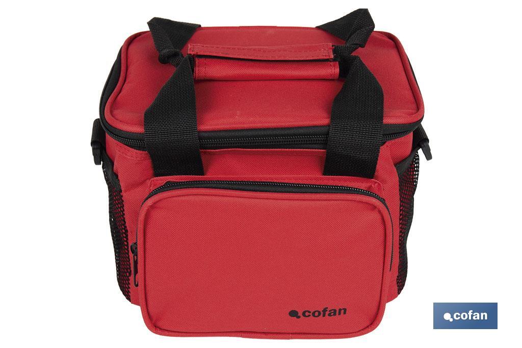 Nevera portátil porta alimentos | Bolsa isotérmica | Correa ajustable | Color: rojo | Medidas: 23 x 17 x 18 cm - Cofan