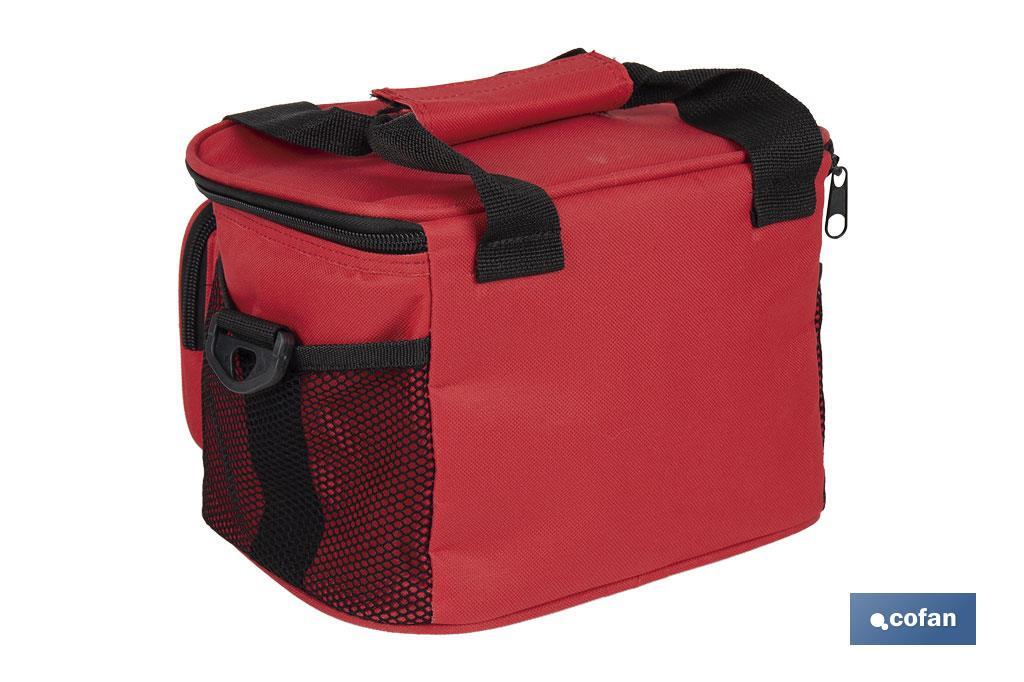 Nevera portátil porta alimentos | Bolsa isotérmica | Correa ajustable | Color: rojo | Medidas: 23 x 17 x 18 cm - Cofan