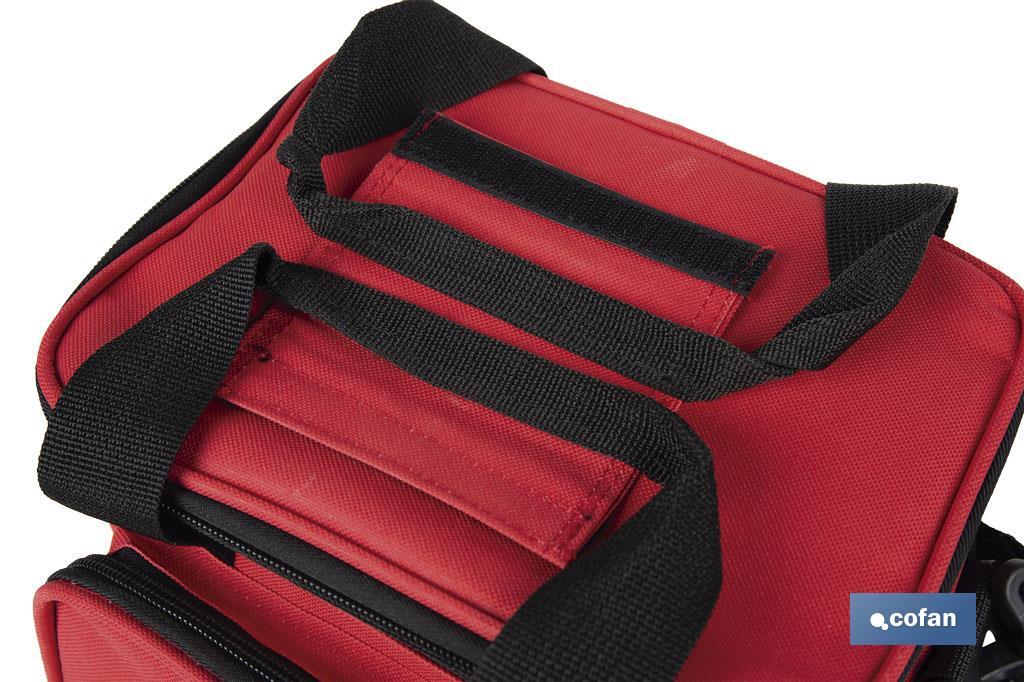 Nevera portátil porta alimentos | Bolsa isotérmica | Correa ajustable | Color: rojo | Medidas: 23 x 17 x 18 cm - Cofan
