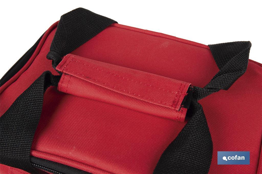 Nevera portátil porta alimentos | Bolsa isotérmica | Correa ajustable | Color: rojo | Medidas: 23 x 17 x 18 cm - Cofan