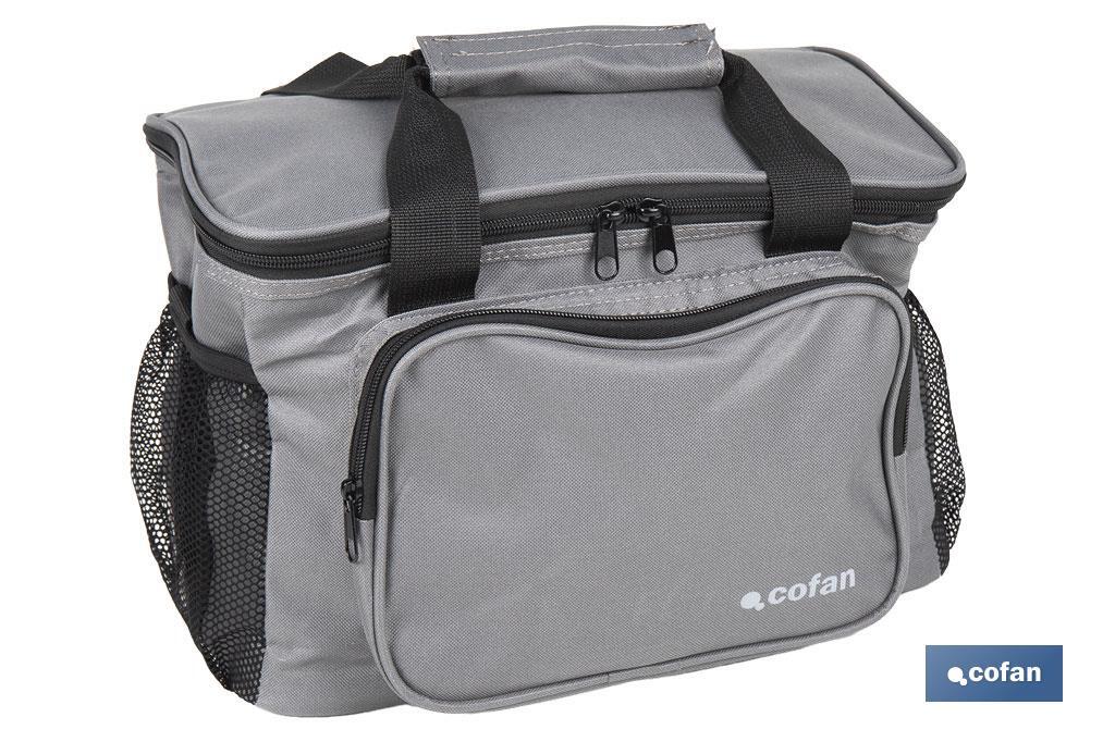 Nevera portátil porta alimentos | Bolsa isotérmica | Correa ajustable | Color: gris oscuro | Medidas: 35 x 23 x 24 cm - Cofan
