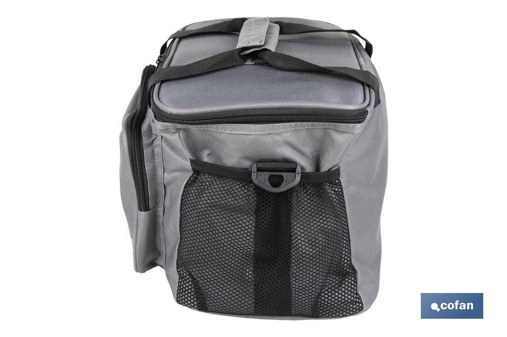 Nevera portátil porta alimentos | Bolsa isotérmica | Correa ajustable | Color: gris oscuro | Medidas: 35 x 23 x 24 cm - Cofan