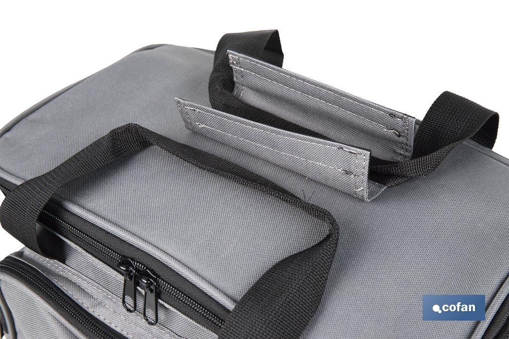 Nevera portátil porta alimentos | Bolsa isotérmica | Correa ajustable | Color: gris oscuro | Medidas: 35 x 23 x 24 cm - Cofan