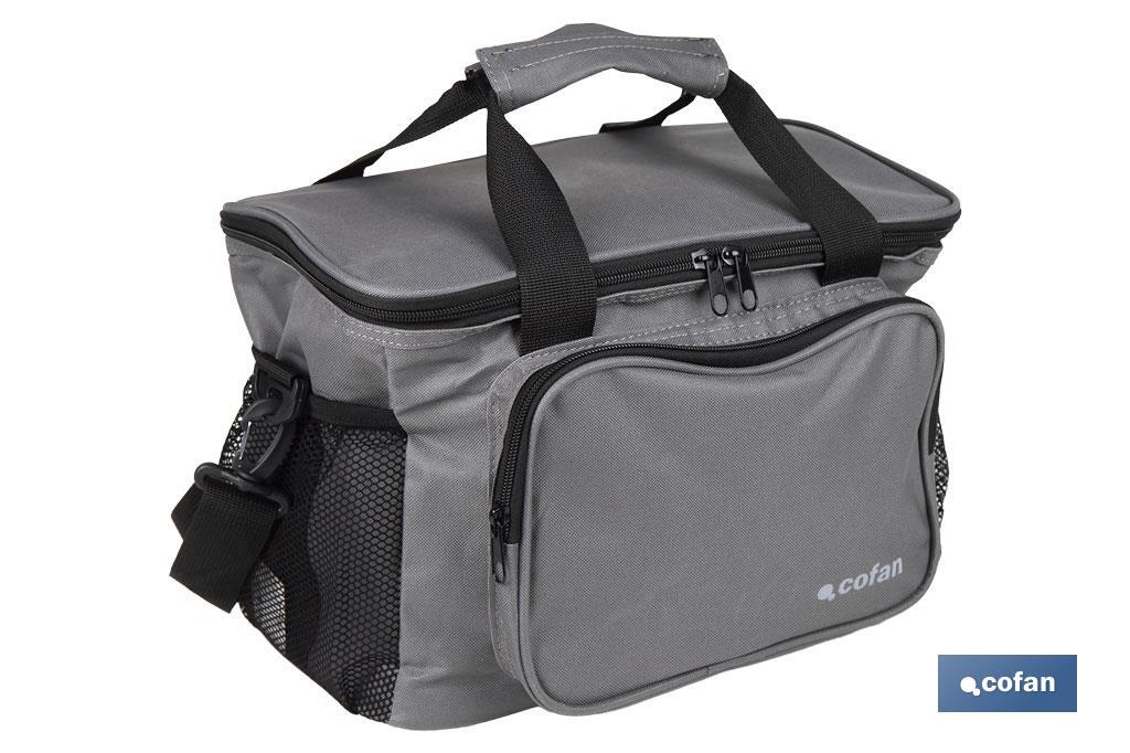 Nevera portátil porta alimentos | Bolsa isotérmica | Correa ajustable | Color: gris oscuro | Medidas: 35 x 23 x 24 cm - Cofan