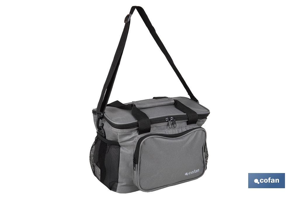 Nevera portátil porta alimentos | Bolsa isotérmica | Correa ajustable | Color: gris oscuro | Medidas: 35 x 23 x 24 cm - Cofan