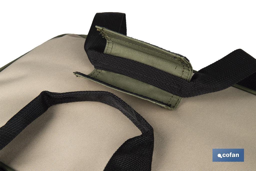 Bolsa térmica | Nevera portátil para alimentos | Correa ajustable | Adecuada para pícnic, playa, oficina, viaje | Color: verde y beige | Medidas: 35 x 25 x 27,5 cm - Cofan